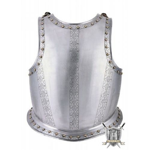 Armure plastron gravé en acier avec rivets