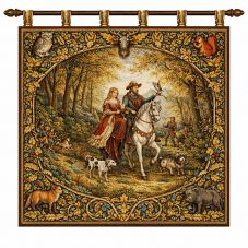 Tapisserie m&eacute;di&eacute;vale carr&eacute;e 100x100cm